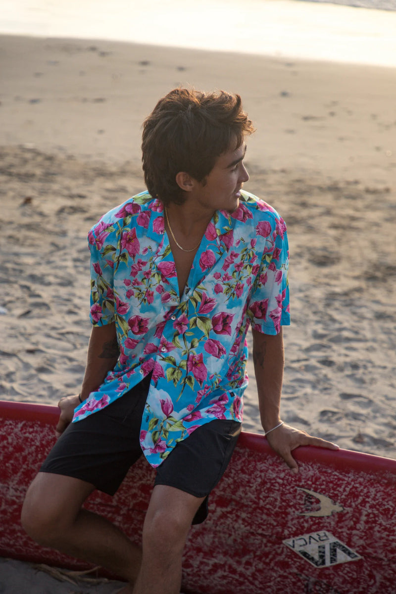 Camisa Hawaiana Celeste Bugambilia