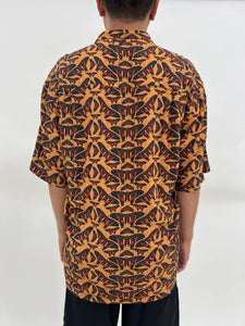 Hawaiian Shirt - Tan Butterflies